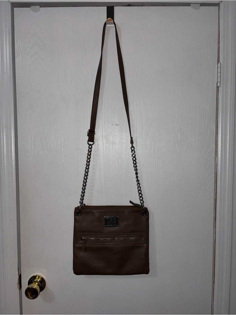 Nicole Miller Chocolate Brown Crossbody with Chain Strap